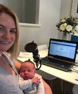 Lucy and Harry recording The Juggle podcast-min Lucy and Harry recording The Juggle podcast-min